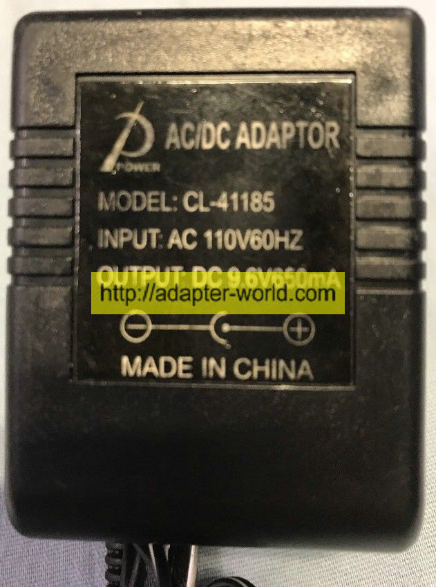 *100% Brand NEW* Power CL-41185 9.6VDC 650mA AC/DC Adaptor Free shipping! - Click Image to Close